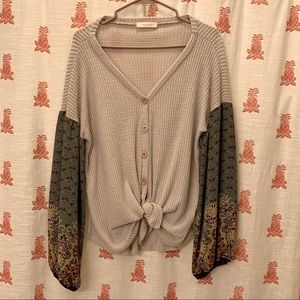 Entro Long Sleeve Tie Front Top
